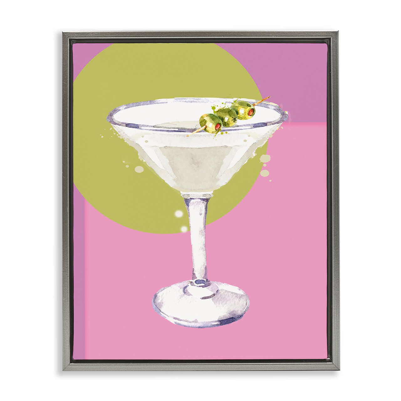 Stupell Industries Olive Martini Cocktail Framed Floater Canvas Wall Art Design by Susan Jill